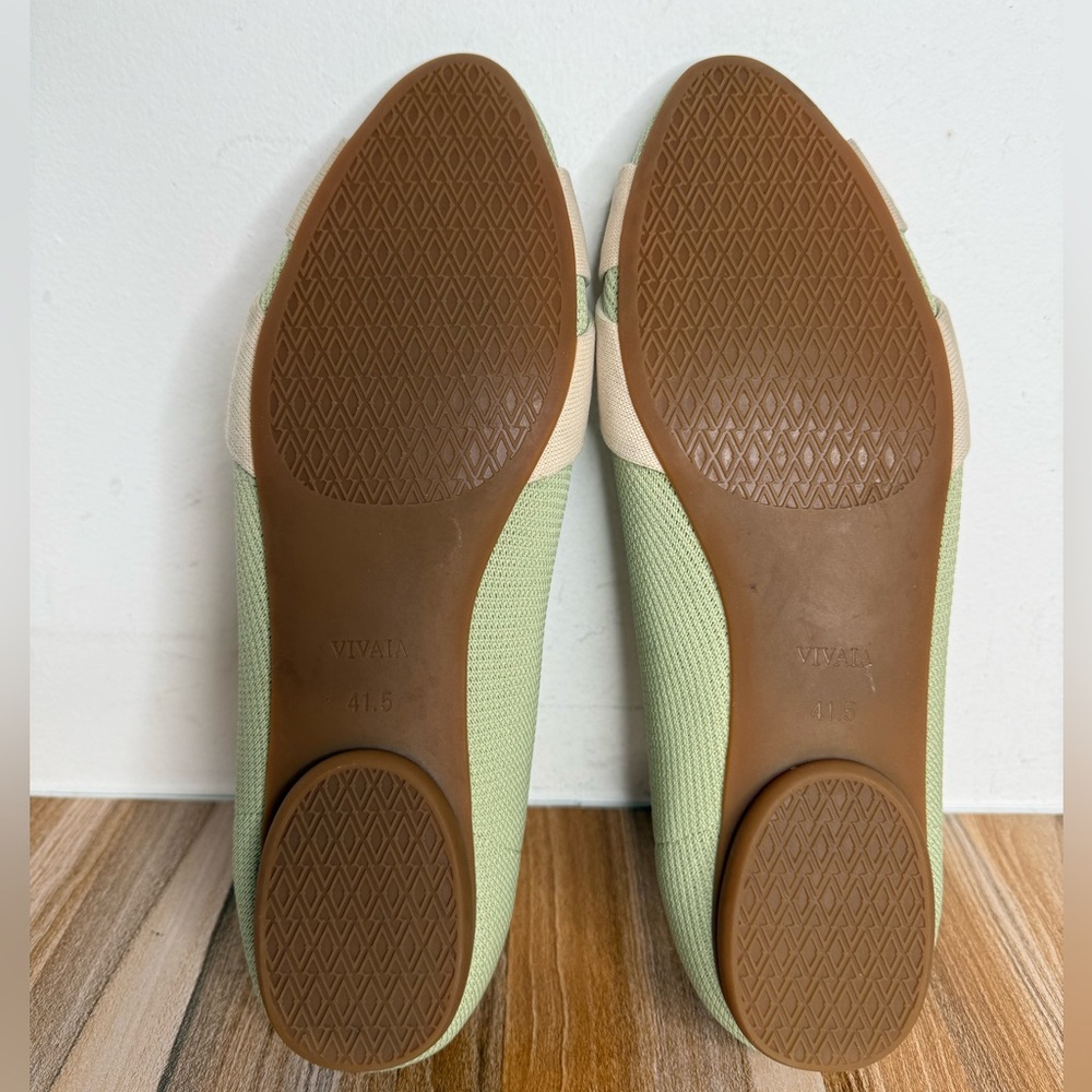 Vivaia Almond-Toe Knotted Flats (Bibi) Matcha/Ivory Cream Flats US Size 10 - Picture 8 of 11